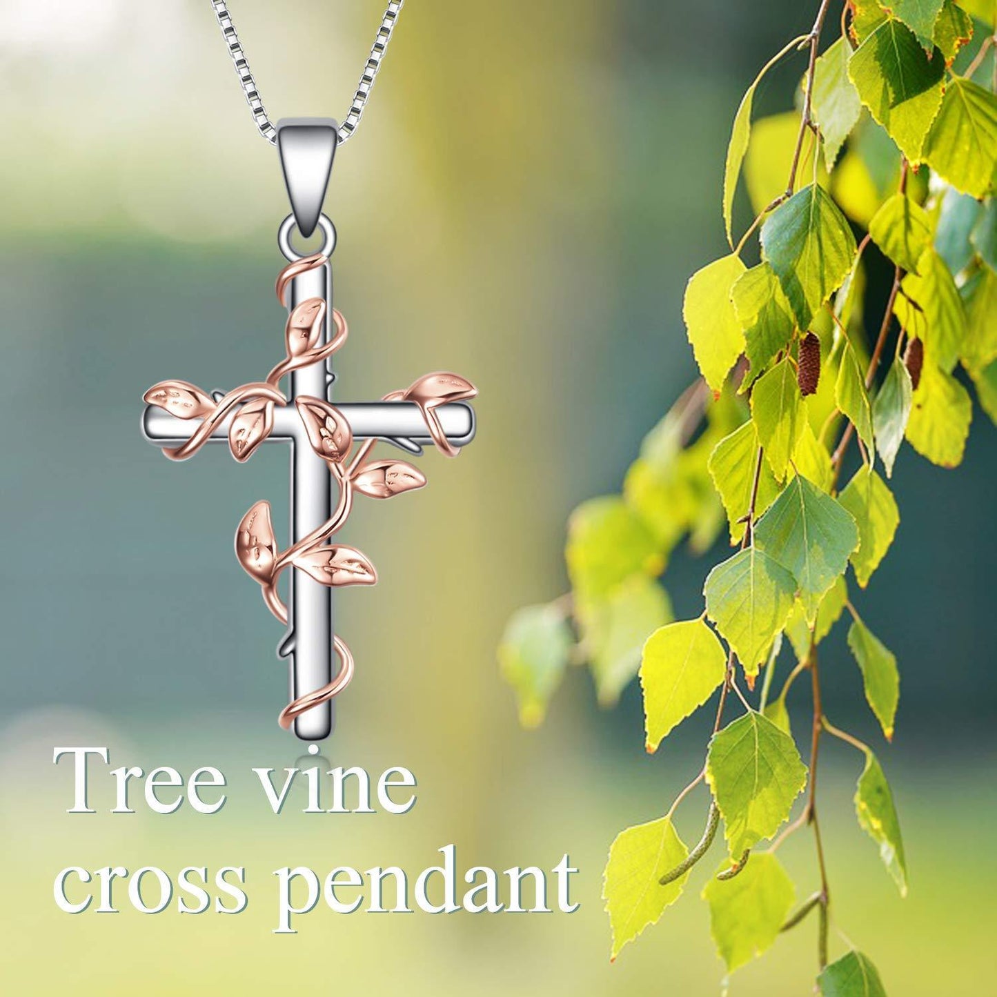 Flag Village Sterling Silver Rose Flower Cross Pendant Necklace Jewelry Gifts
