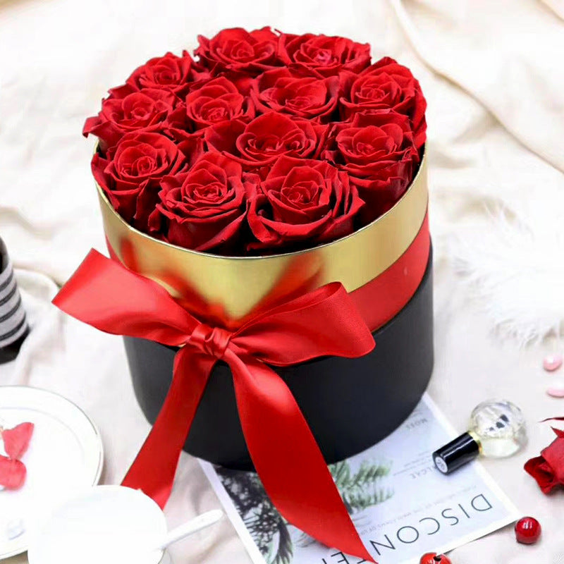 Flag Village Immortal Flower Hug Bucket 18 Roses Box Mother's Day Tanabata Valentine's Day Gift