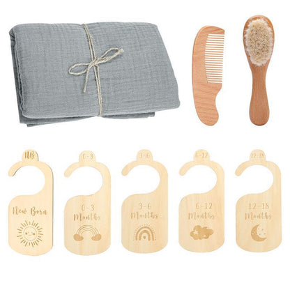 Flag Village Baby Born Gift Set Wool Brush Baby Skin-friendly Bath Towel Baby One Month Old One Hundred Days Gift Box