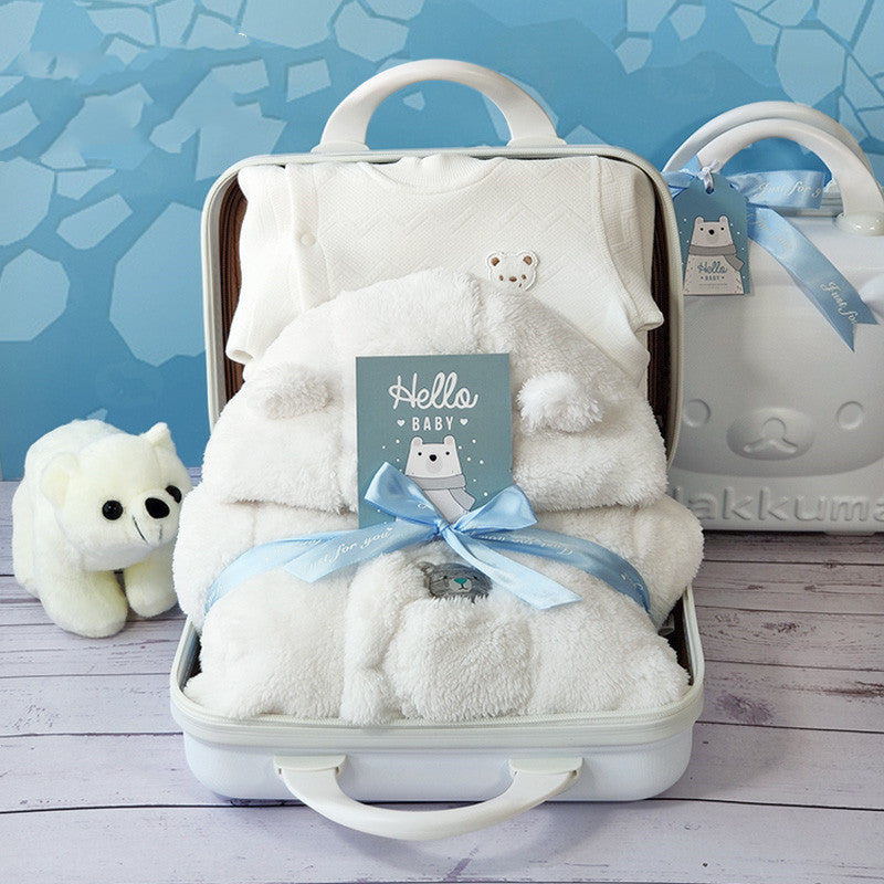 Flag Village Baby Gift Box Thick Quilted Polar Bear Romper Jumpsuit For Men And Women