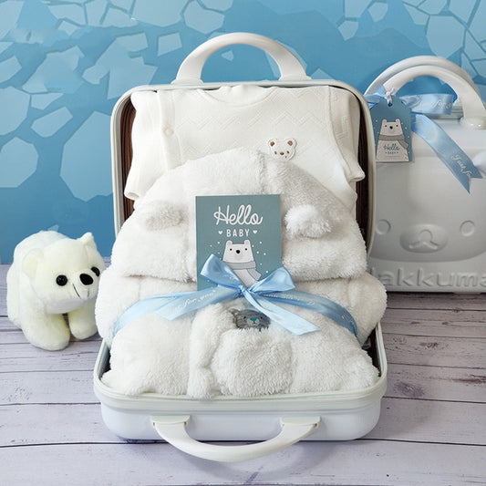 Flag Village Baby Gift Box Thick Quilted Polar Bear Romper Jumpsuit For Men And Women