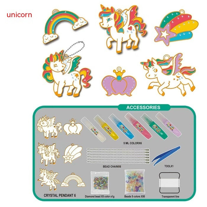 Flag Village Children Crystal Glue Painting Baking-free Painting DIY Handmade Ornaments Girls' Toys Suit Christmas Gifts