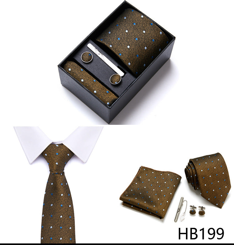Flag Village Men's Business Formal Tie Six-piece Set Gift Box