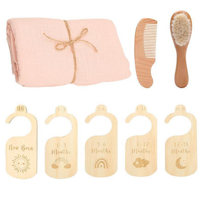 Flag Village Baby Born Gift Set Wool Brush Baby Skin-friendly Bath Towel Baby One Month Old One Hundred Days Gift Box