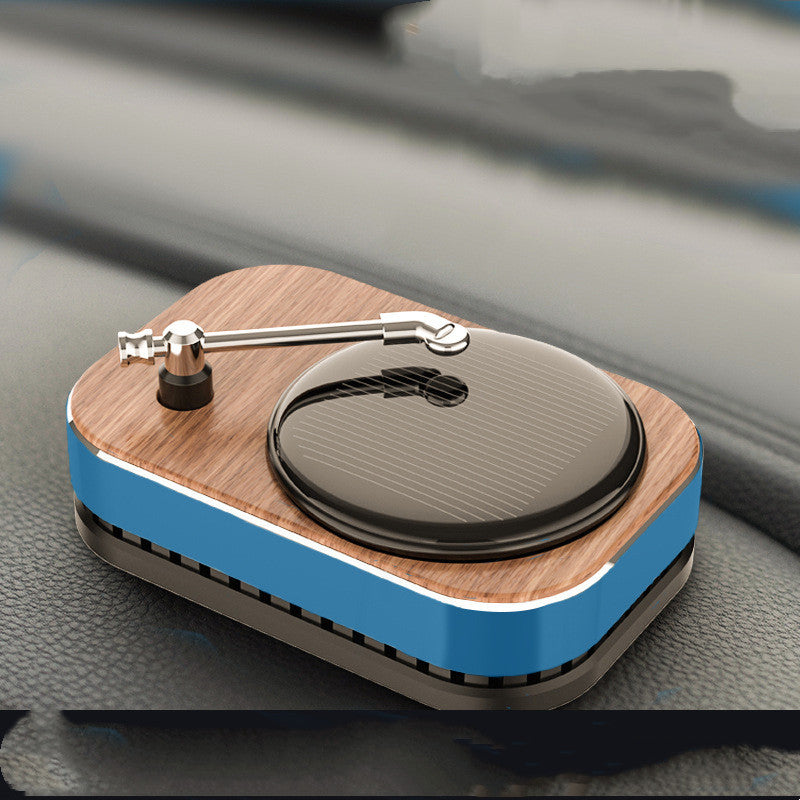 Flag Village Auto Tools Solar Record Player Rotating Perfume Car Accessories Aromatherapy Decoration