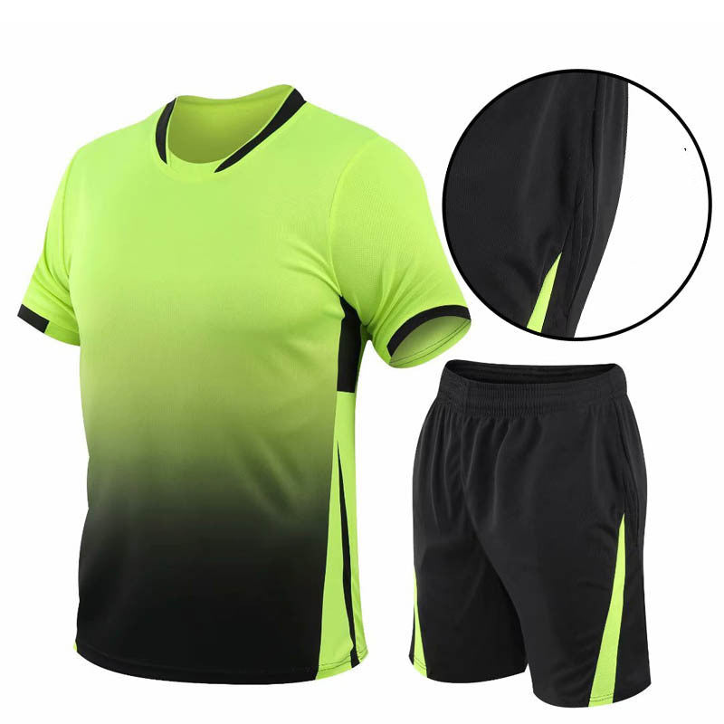 Flag Village Summer Gradient Digital Printing Loose Short-sleeved T-shirt Two-piece Summer Plus Size Shorts Suit Men