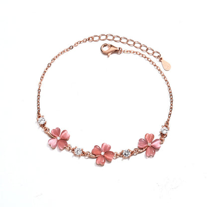 Flag Village Fashion Jewelry Opal Crystal Gemstones Chain Bracelets For Women Femme Zircon Diamonds Rose Gold Jewelry Bijoux Mujer Cute Girlfriend Gifts