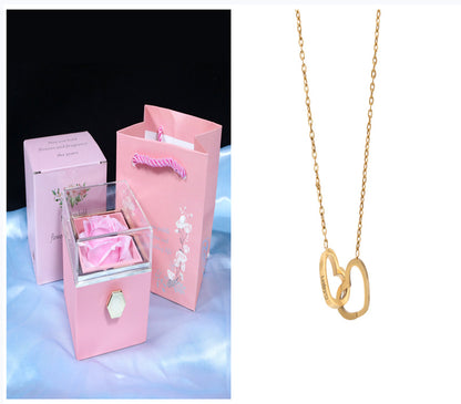 Flag Village Rotating Soap Flower Rose Gift Box Creative Rotating Rose Jewelry Packaging Box Valentine's Day Gift For Women