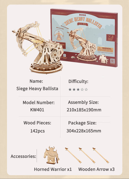 Flag Village Robotime ROKR Siege Heavy Ballista 3D Wooden Puzzle War Game Assembly Toys Gifts for Children Boys Kids KW401 Dropshipping