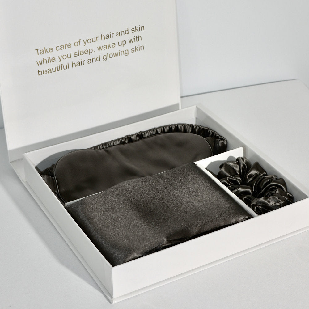 Flag Village Bright Version Silk Pillowcase Eye Mask Hair Ring Three-piece Set 22 M Gift Box Set