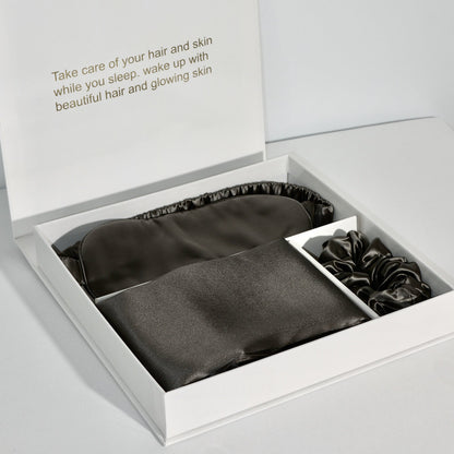 Flag Village Bright Version Silk Pillowcase Eye Mask Hair Ring Three-piece Set 22 M Gift Box Set