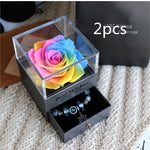 Flag Village Eternal Flower Rose Jewelry Box for Birthday Presents Valentines Day Wedding Gift