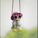 Flag Village Car Pendant Cute Anime Little Duck Swing Auto Rearview Mirror Hanging Ornaments Interior Decoraction Accessories For Girls Gifts