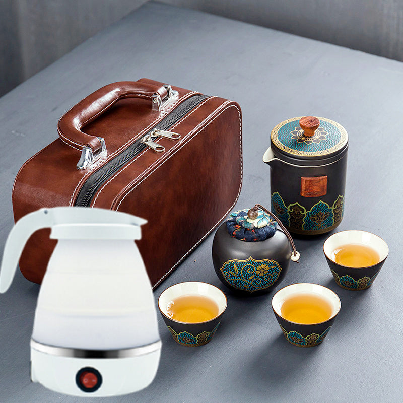Flag Village Ceramic Portable Travel Tea Set Gift Box