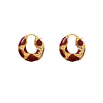 Flag Village Fashion Jewelry New Trendy Enamel Color Metal Texture Small Hoop Earrings For Women Gold Plated Statement Ear Buckle Creative Jewelry Gifts