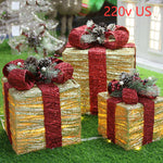 Flag Village Christmas gift box Christmas tree decorations wrought iron gift box three-piece shopping mall cabinet decoration