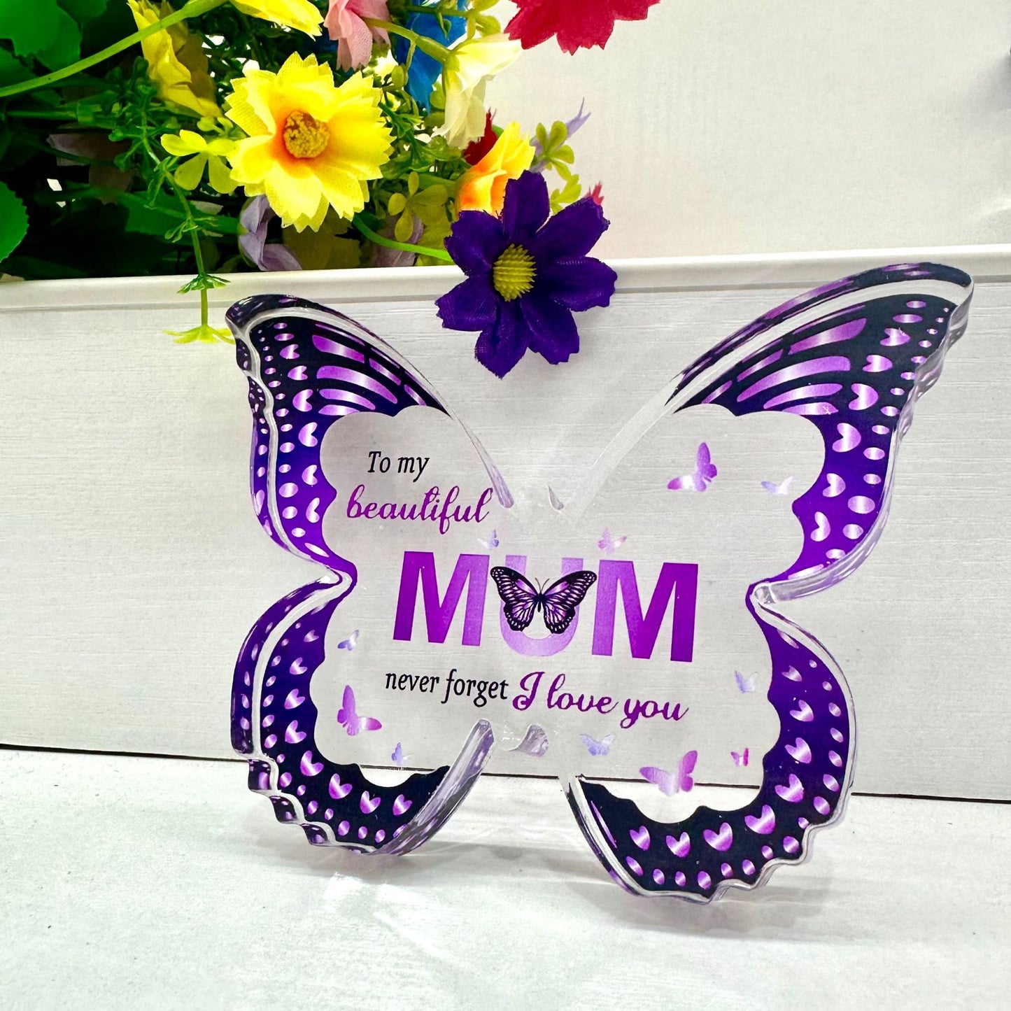 Flag Village Mother's Day Gifts For Mom Grandma Nana DIY Unique Mom Birthday Gift Ideas Butterfly-Shaped Acrylic Keepsake Gifts For Mothers Day