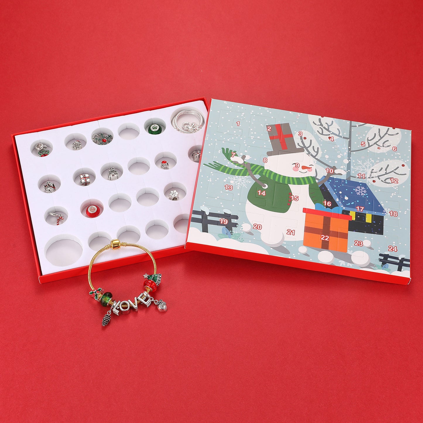 Flag Village Christmas Jewelry Calendar Gift Box Set Diy Beaded Blind Box Bracelet