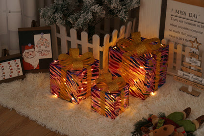 Flag Village Remote Control Christmas Gift Box Lights Christmas Three-piece Decoration