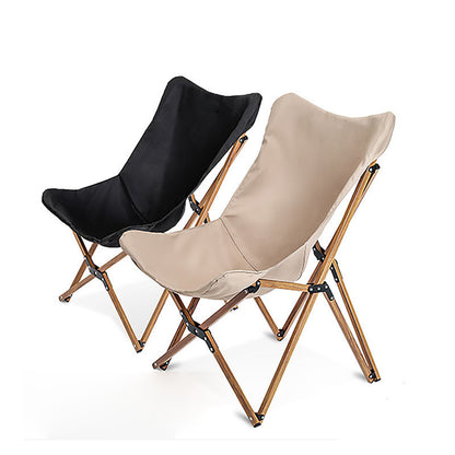 Flag Village Folding Wooden Grain Aluminum Pipe Camping Chair Portable Leisure
