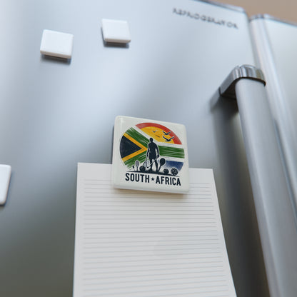 Flag Village South Africa Flag Sporting Porcelain Magnet, Square ZAF0005
