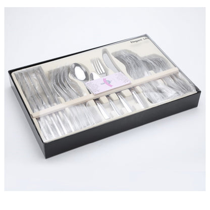 Flag Village 24 PCS Flatware Set Cutlery Dinnerware Spoon Knives Gift Box