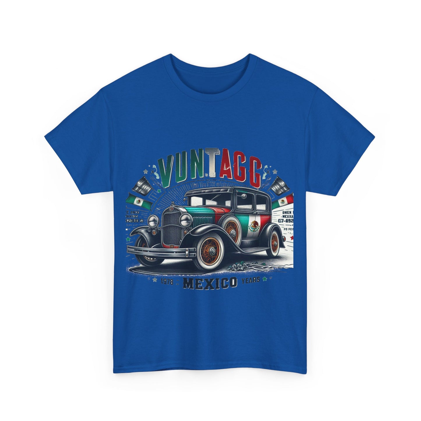 Flag Village Mexico Vintage Car Flag T-SHIRT Heavy Cotton Tee MEX0002