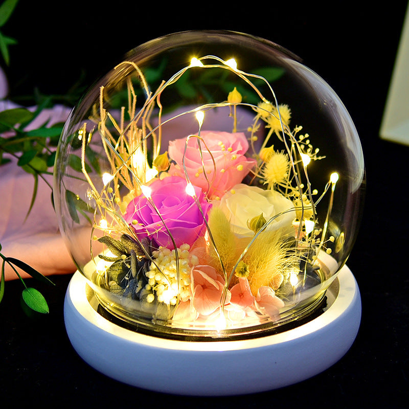 Flag Village Eternal Flower Rose Glass Cover Gift Box Gift