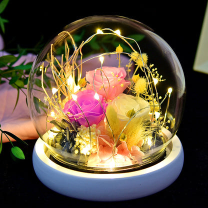 Flag Village Eternal Flower Rose Glass Cover Gift Box Gift