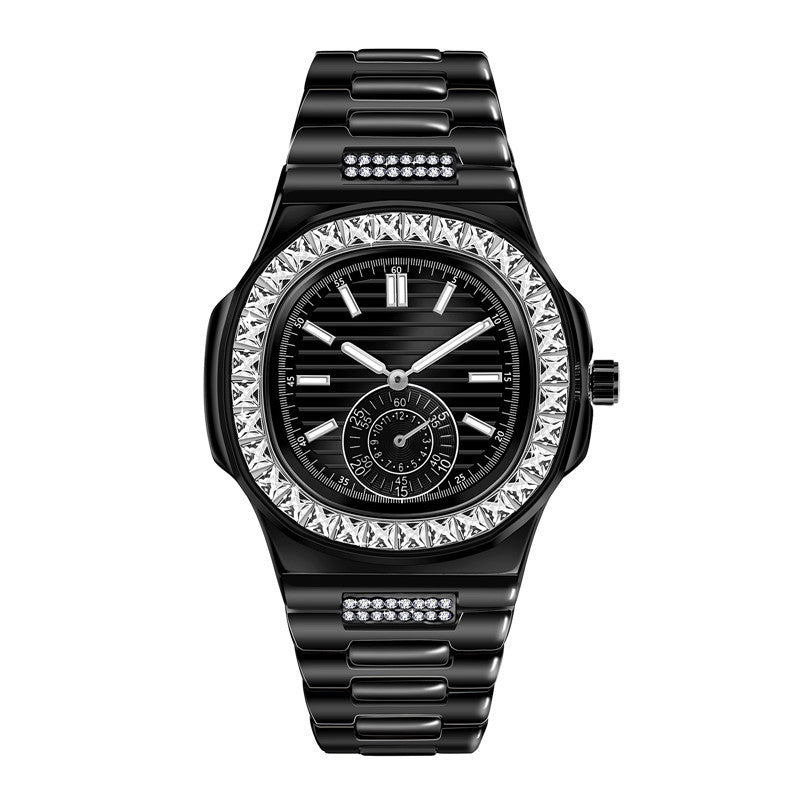 Flag Village Mens Fashion Alloy Band Diamond Gifts Watches