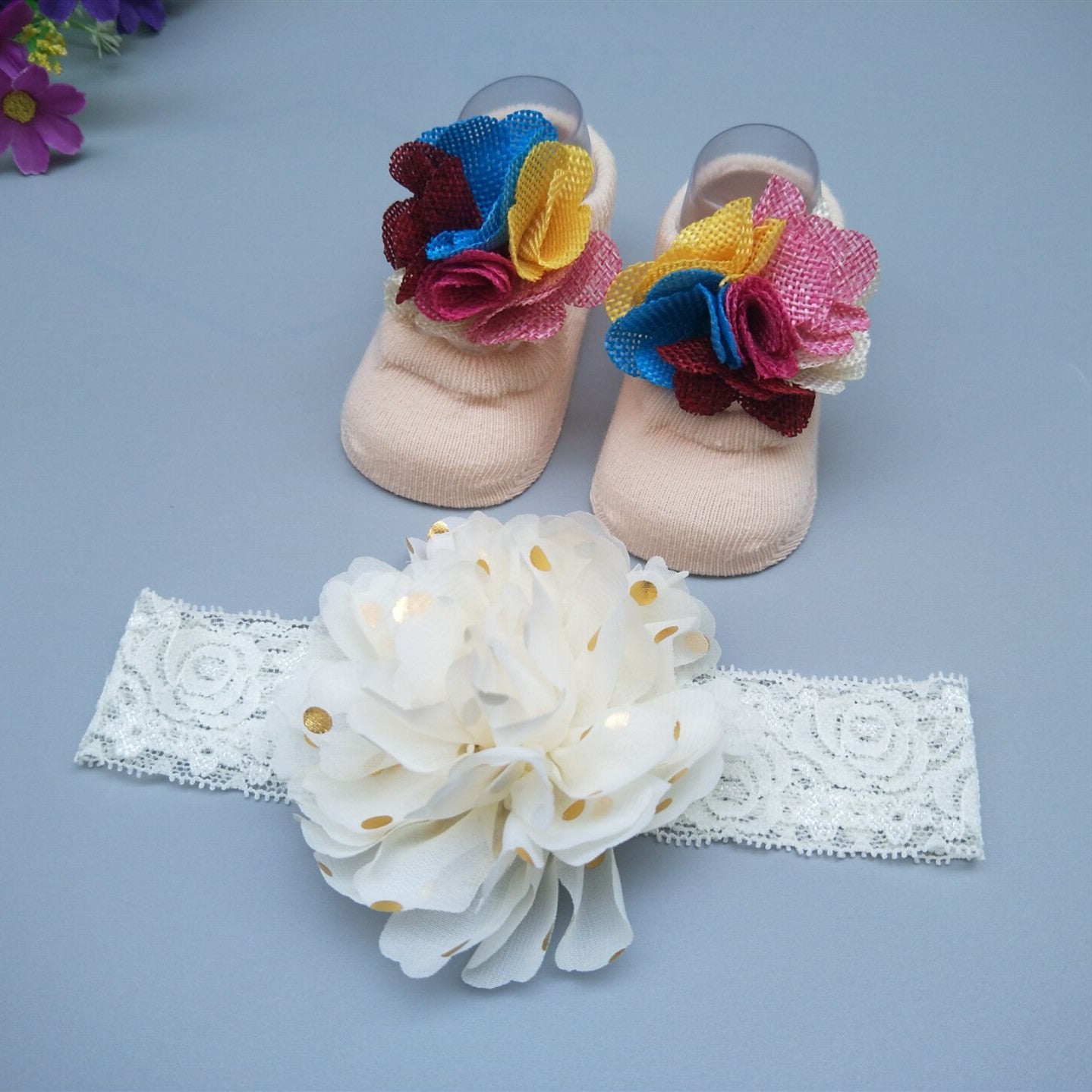 Flag Village New Baby Girl Socks Headband Gift Box
