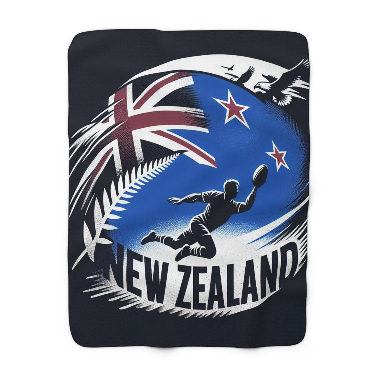 Flag Village New Zealand Sporting Flag Sherpa Blanket 50" x 60"