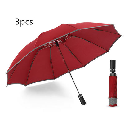 Flag Village Inverted Umbrella Travel Portable Windproof Folding Umbrella,10Ribs Auto  Close Umbrella,Reflective Stripes For Night Safety