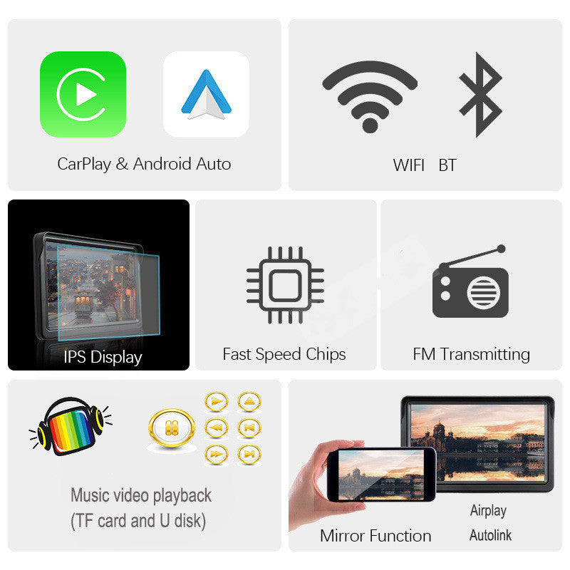 Flag Village Auto Tools 7 IPS Car Smart Screen Wireless Carplay Auto Mobile Phone Projection Screen Navigation