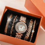 Flag Village Diamond Women's Bracelet Watch Luxury Fashion Gift Box Watch Bracelet Six-piece Set