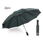 Flag Village Inverted Umbrella Travel Portable Windproof Folding Umbrella,10Ribs Auto  Close Umbrella,Reflective Stripes For Night Safety