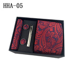 Flag Village Paisley Men's Tie Square Cuff Tie Clip Gift Set Business Casual Tie Black Gift Box