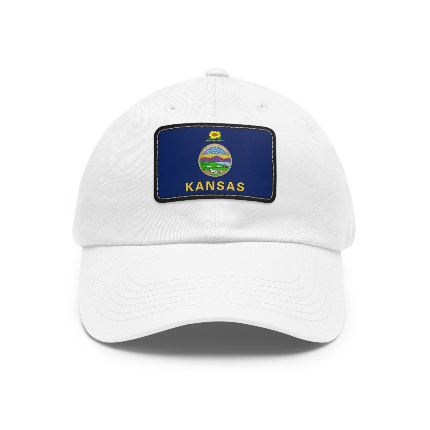 Flag Village USA Kansas State Flag Hat Cap with Leather Patch