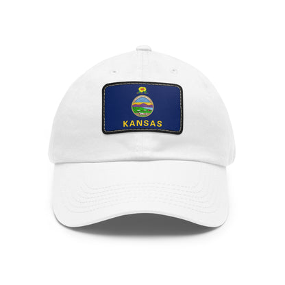 Flag Village USA Kansas State Flag Hat Cap with Leather Patch