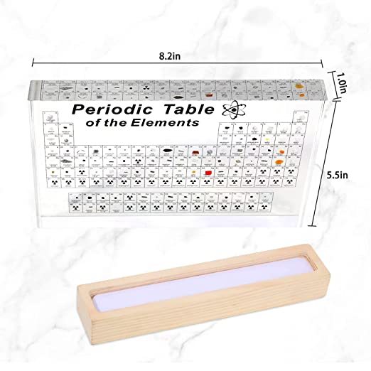 Flag Village Periodic Table With 83 Kinds Of Real Elements Inside, Acrylic Periodic Table Of Elements Samples, Easy To Read, Creative Gifts For Science Lovers And Students