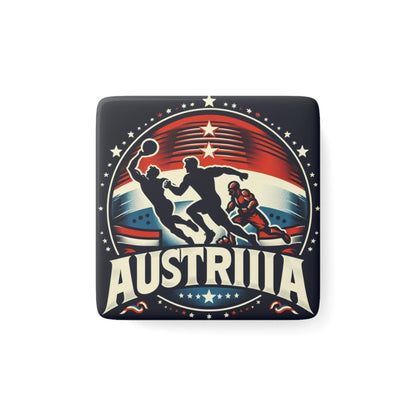 Flag Village Austria Flag Sporting Porcelain Magnet, Square AUT0006