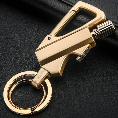 Flag Village Creative Metal Keychain Lighter Wild Fire Ten Thousand Times Use Kerosene Lighters Gifts For Men