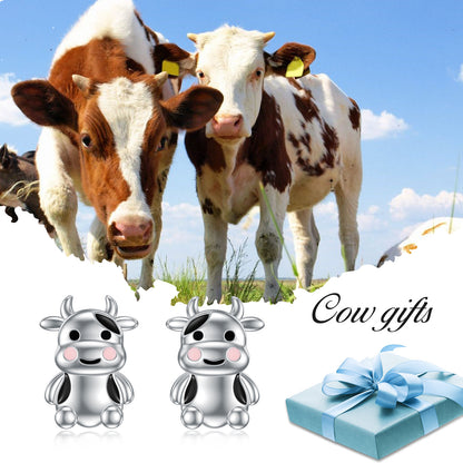 Flag Village Cow Earrings Sterling Silver Cow Jewelry Animal Stud Earrings Cow Gifts for Women Teens Birthday
