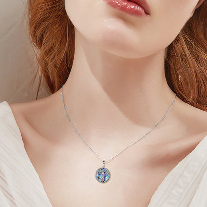 Flag Village Tree of Life Locket Necklace Jewelry for Women Sterling Silver Celtic Family Tree Abalone Shell Lockets Jewelry Gifts for Mom Daughter