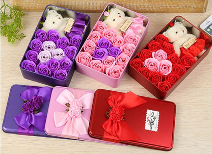 Flag Village Soap Flower Rose Soap Flower Flower Gift Box Valentine's Day Gift for Girlfriend Extra Large Square