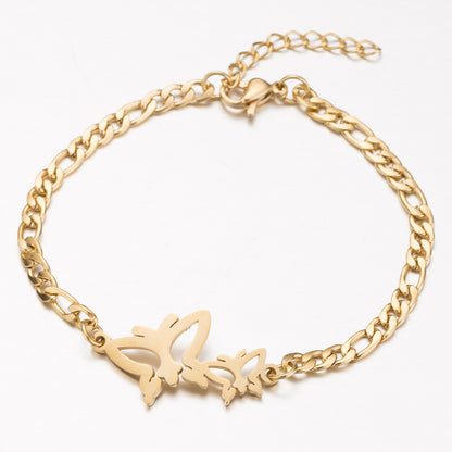 Flag Village Gold Color Charms Bracelet Femme Stainless Steel Women Jewelry Lucky Origami Elephant Bracelets Friendship Gifts