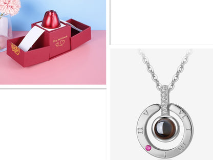 Flag Village Hot Valentine's Day Gifts Metal Rose Jewelry Gift Box Necklace For Wedding Girlfriend Necklace Gifts