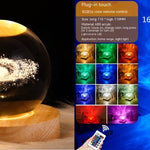 Flag Village LED Water Ripple Ambient Night Light USB Rotating Projection Crystal Table Lamp RGB Dimmable Home Decoration 16 Color Gifts