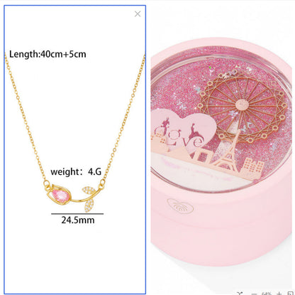 Flag Village Ferris Wheel Induction Lamp Light Luxury Ring Set Chain Jewelry Box