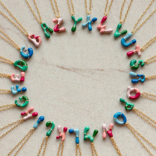 Flag Village Brass Epoxy Capsule 26 Letter Necklace For Women Initial Alphabet Pendant Necklace Fashion Link Chain Jewelry Gifts